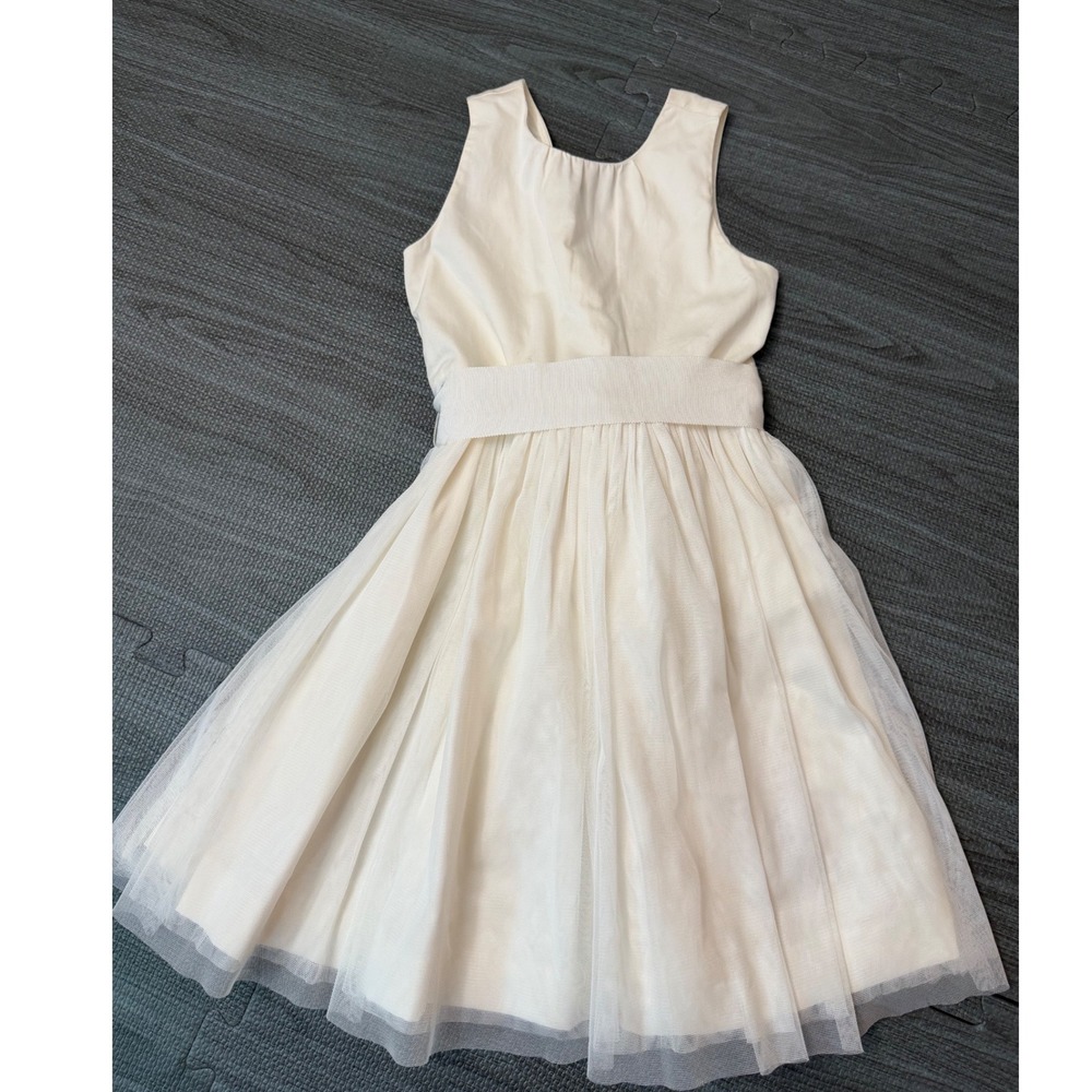 Crewcuts Girls Ivory Tulle‎ Fit & Flare Dress Size 5 Flower Girl Party V-Back